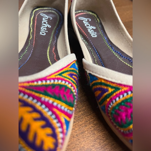 Fuchsia Embroidered Olivia Luxury Flat Size 5 - Picture 4 of 6